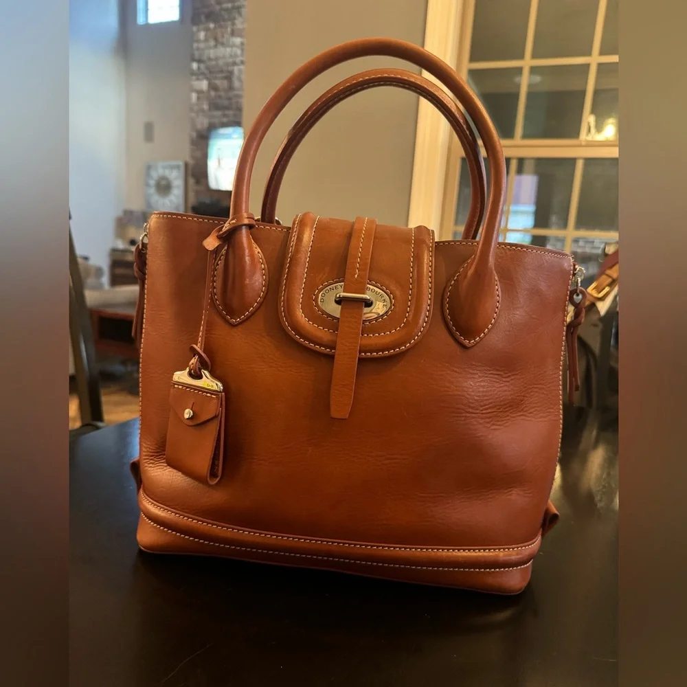 Dooney & Bourke Cognac Brown Leather Satchel